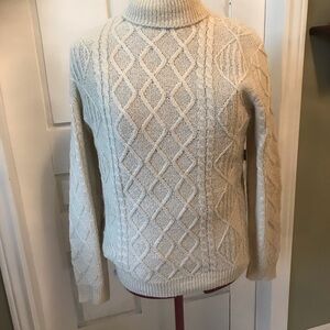 Cream Cable Knit Turtleneck Sweater